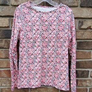 Kim Rogers Long Sleeve Patterned Scoop Neck Top